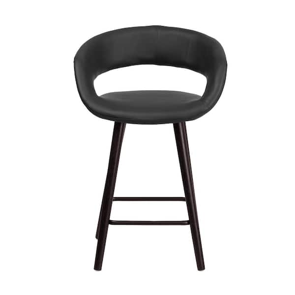 Flash Furniture 23.75 in. Black and Cappuccino Cushioned Bar Stool
