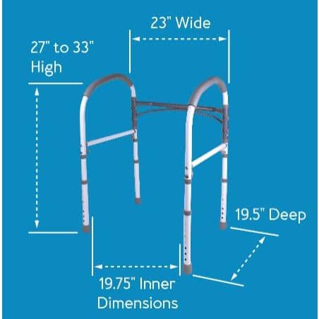Carex Adjustable White and Gray Metal Toilet Safety Rail