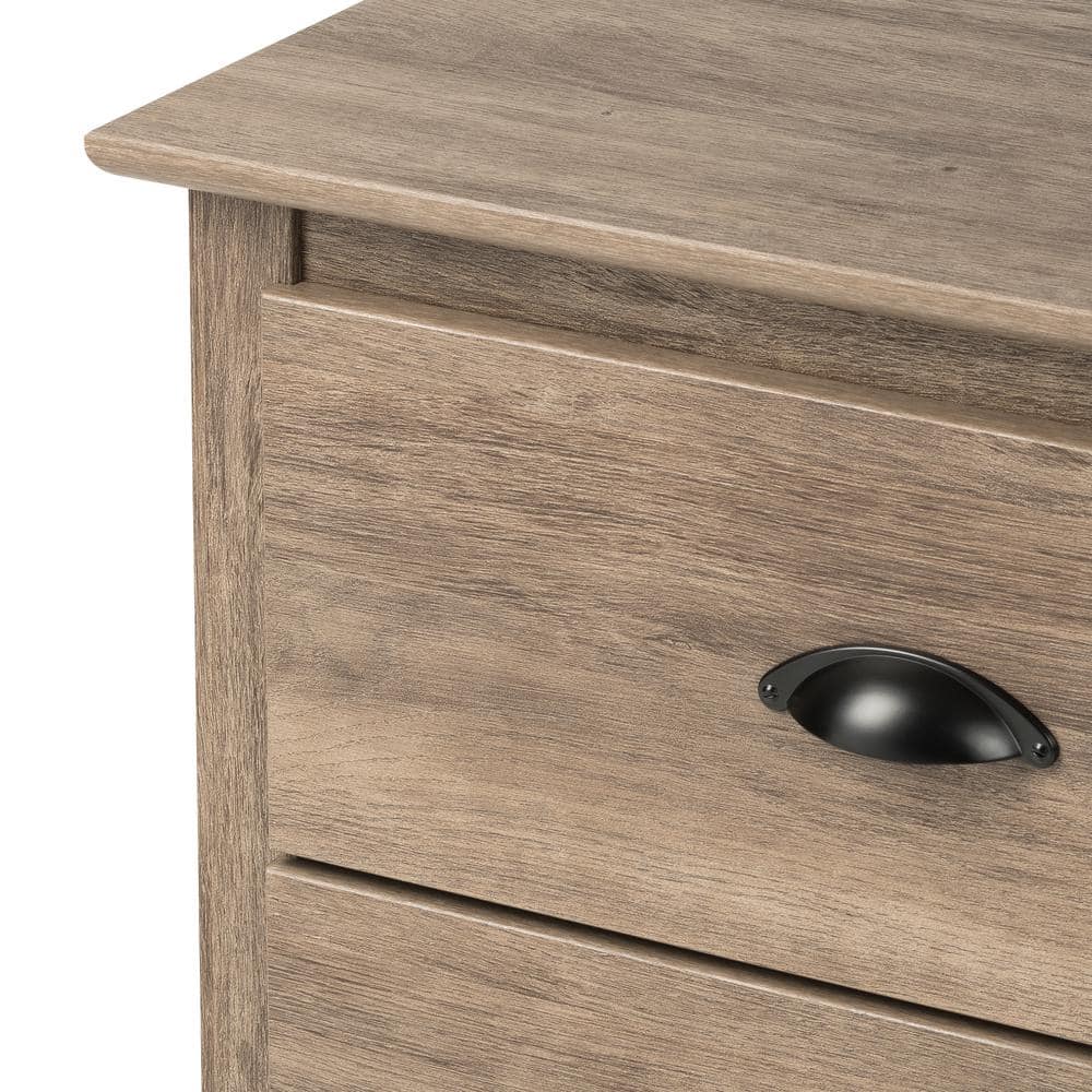 Drifted Gray Coastal 2-Drawer Nightstand with Metal Handles