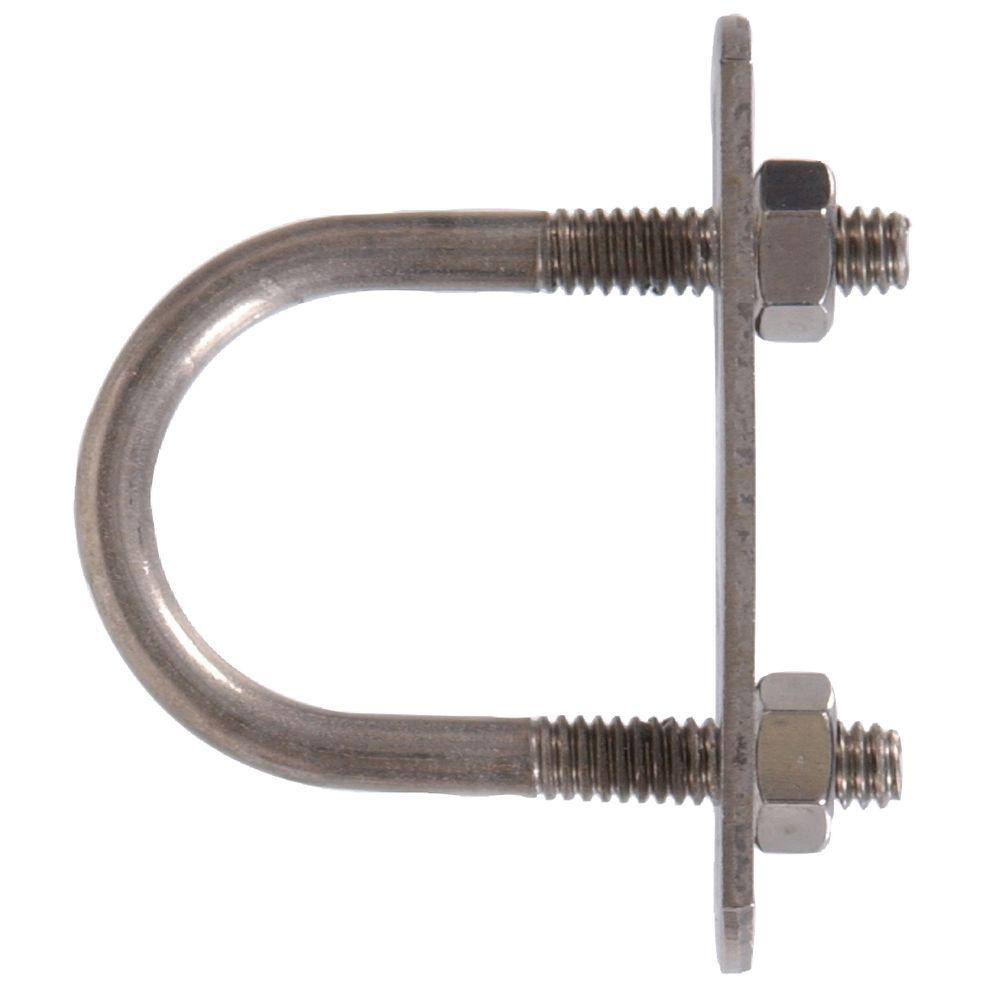 Square U-Bolts Carbon Steel M8 With Nuts Frame Plate Round Washers 4 Set Zinc Fi