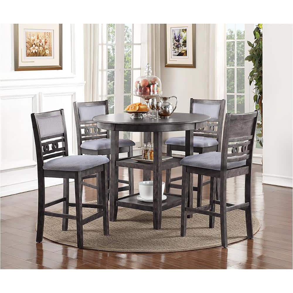NEW CLASSIC HOME FURNISHINGS Gia 5Piece Gray Counter Dining Set with