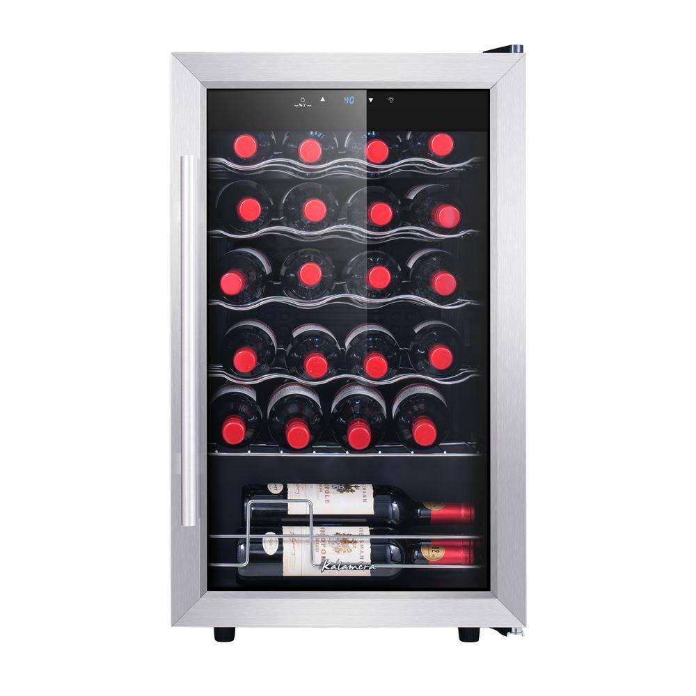 Stainless Steel 24-Bottle Freestanding Wine Cooler with LED Lighting