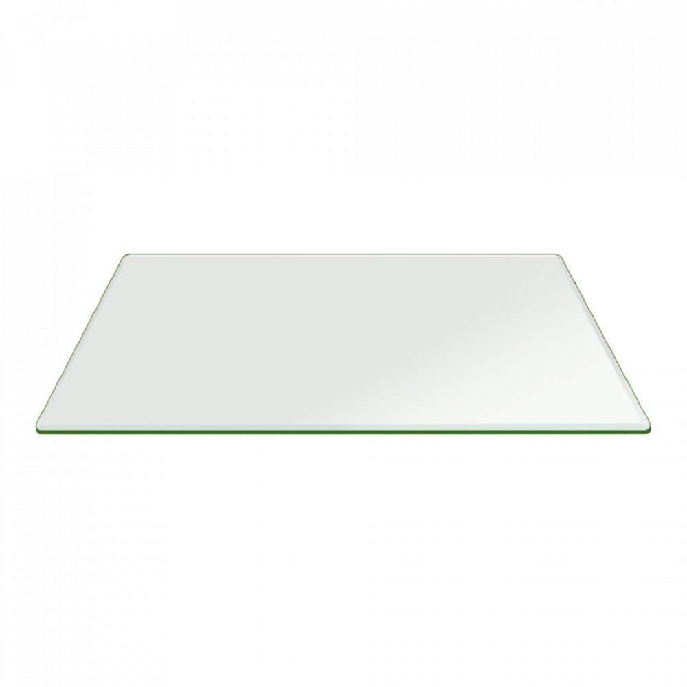 Fab Glass and Mirror 30 in. x 60 in. Clear Rectangle Glass Table Top, 3/8 in.  Thick Beveled Edge Polished Tempered Radius Corners 30x60RECT10THBE The  Home Depot