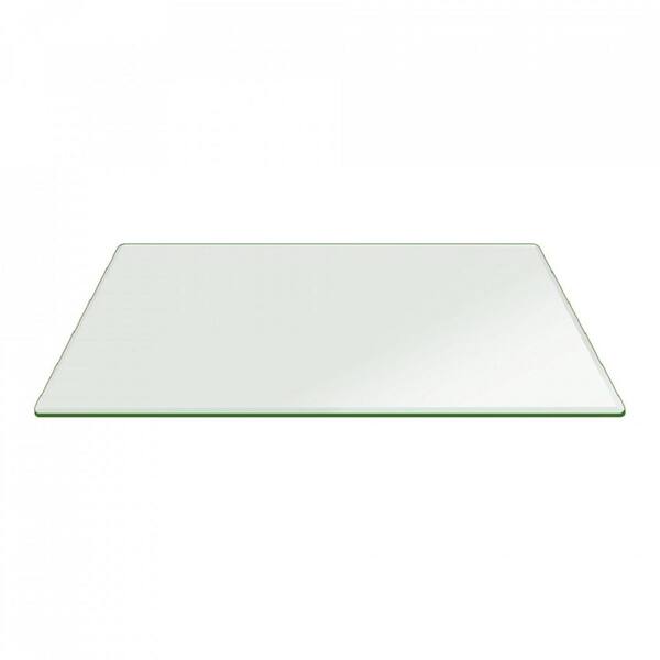 Clear Fab Glass and Mirror Rectangle Glass Top Beveled Tempered Radius Corners Table 24 x 36 