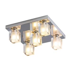 Seattle 5-Light 11.81 in. Cylinder Flush Mount With Crystal Shade