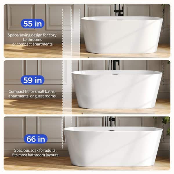 DEERVALLEY 55. in. x 29.5 in. Acrylic Flatbottom Freestanding