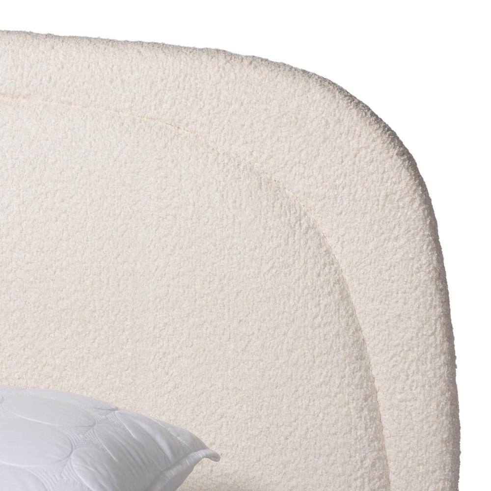 Ivory Upholstered Queen Bed with Tufted Headboard and Wood Frame