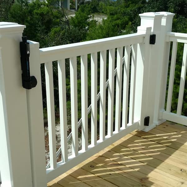 Weatherables Vanderbilt 3.5 ft. H x 5 ft. W White Vinyl Railing Gate Kit