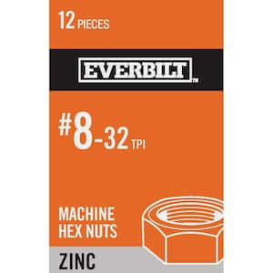 #8-32 Zinc Plated Machine Screw Nut (12-Pack)
