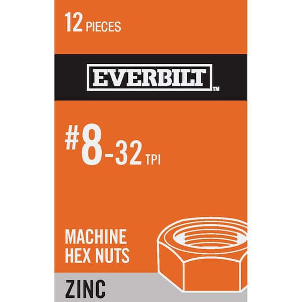 Everbilt #8-32 Zinc Plated Machine Screw Nut (12-Pack)