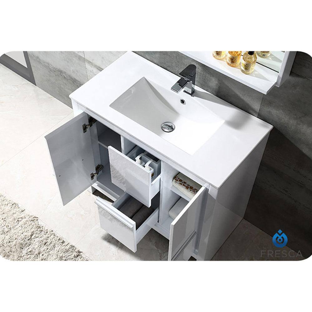 Allier 36" White Modern Plywood Vanity with Integrated Ceramic Sink