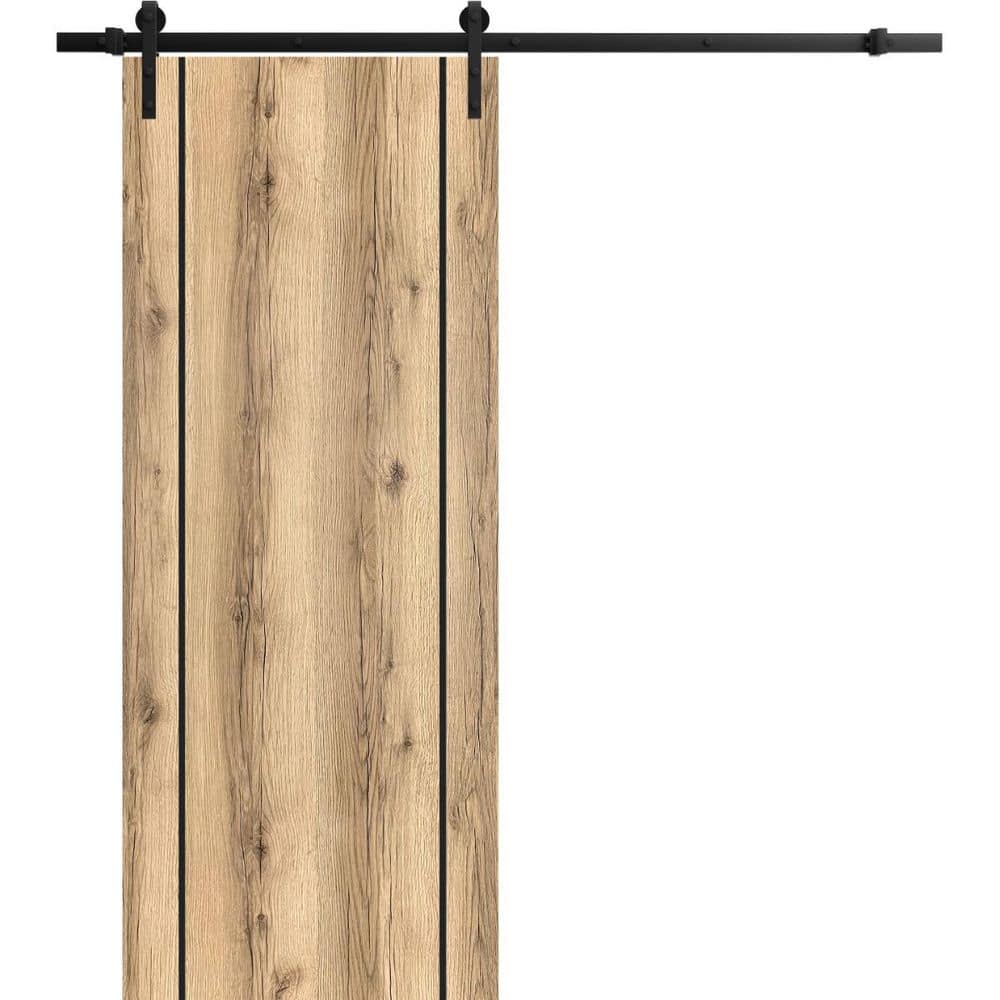 Assembly Required 36 in. x 80 in. 1-Panel Oak Solid Wood with Honeycomb Sliding Barn Door with Hardware Kit price history on PriceWatchPro