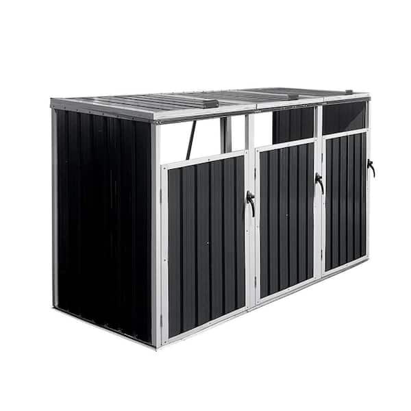7.28 ft. W x 2.68 ft. D Dark Gray Metal Garbage Bin Shed (19.53 sq. ft. )