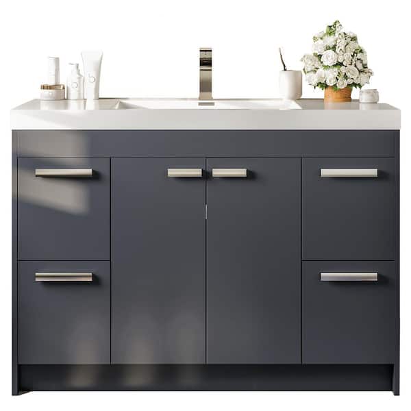 Lugano 48 in. Single Sink Gray Bath Vanity with White Acrylic Top (Assembled)