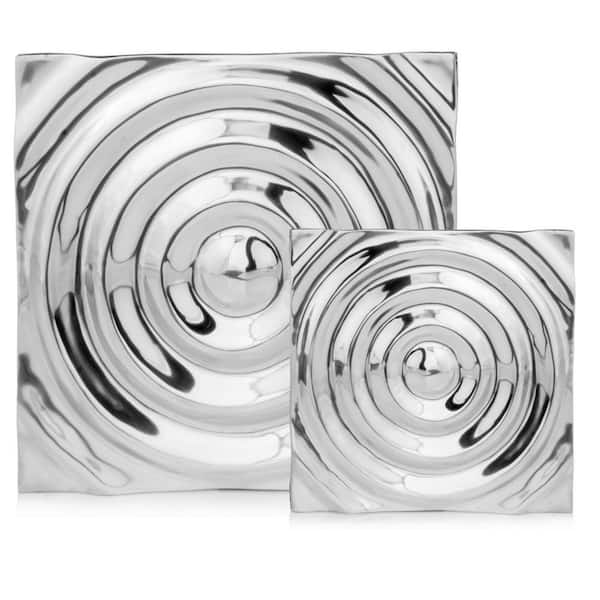 HomeRoots Dahlia Indoor Buffed Small Rippled Aluminum Tile Wall Decor
