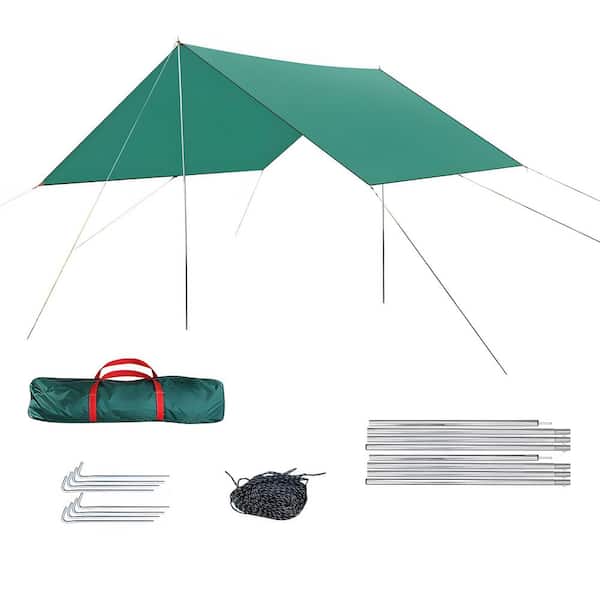 Unbranded 118 in. x 118 in. Green Waterproof Camping Tent Tarp UV Resistant Multipurpose for Backpacking and Outdoor Adventure