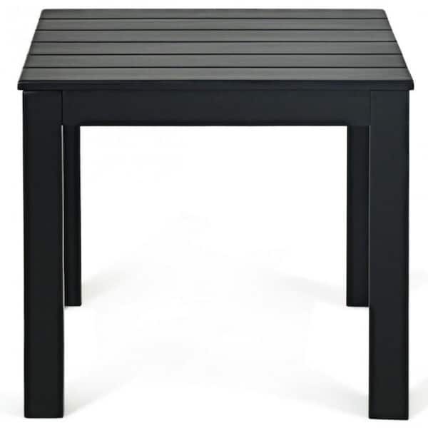 ANGELES HOME Black Square Solid Wood Outdoor Coffee Bistro Table