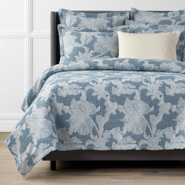 The Company Store Willoughby Jacquard Woven Blue Geometric Twin Cotton Coverlet