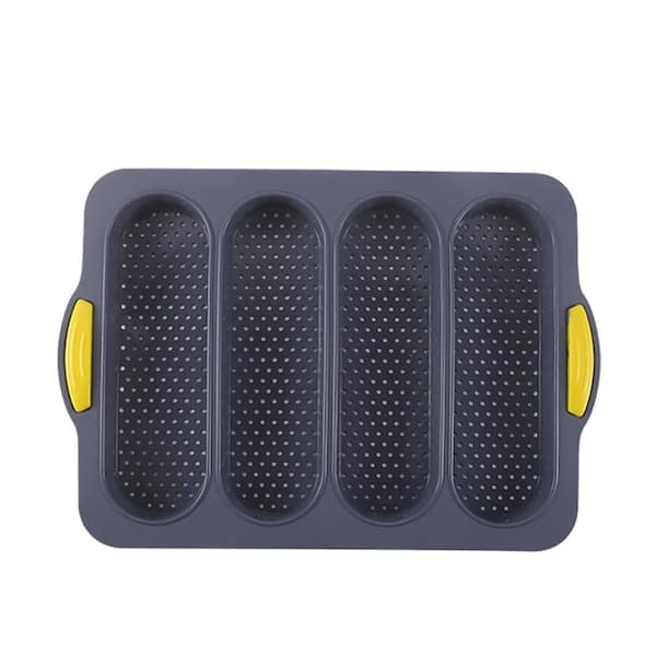 4-Cup Silicone Nonstick Baguette Bread Loaf Pan 1-Pack, Silicone Molds for Baking Hoagie Rolls, Sandwich, Hot Dog Buns