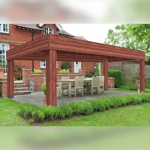Professionally Installed Cosmopolitan 12 ft. x 16 ft. Natural Heavy Timber Shade Pergola with solid post construction