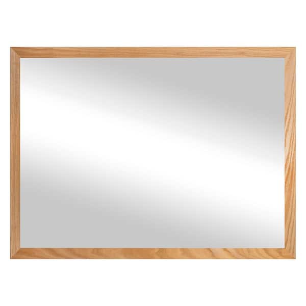 2 in. Natural Frame (30 in. W x 35 in. H) Oak Hardwood Rectangle Wall Mirror