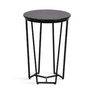 Solvay 16.00 in. Black Round Solid Wood End Table