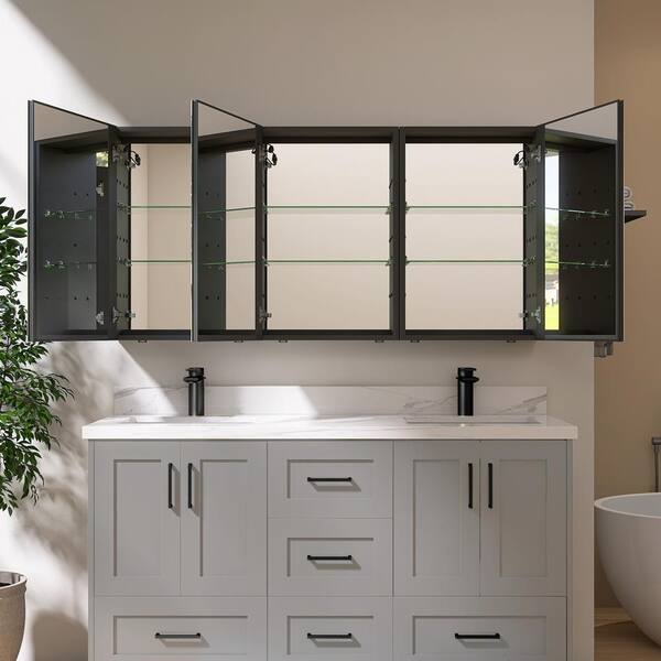 NTQ Lirum 60 in. W x 30 in. H Rectangular Black Tri-view