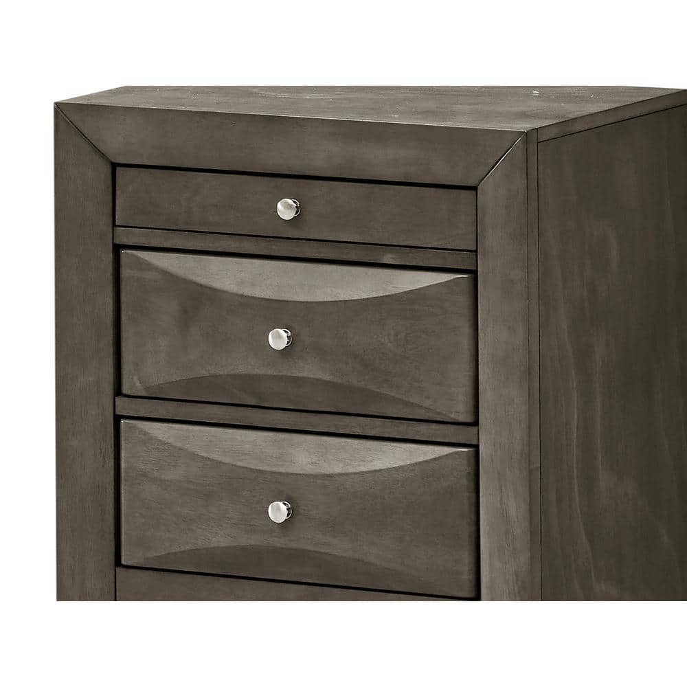 Gray Wood Veneer 3-Drawer Nightstand