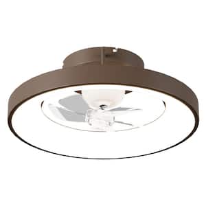 20 in. Bedroom LED Brown Ceiling Fan Light, 360° Rotating Blades, APP and Handheld 6-Speed Remote Control