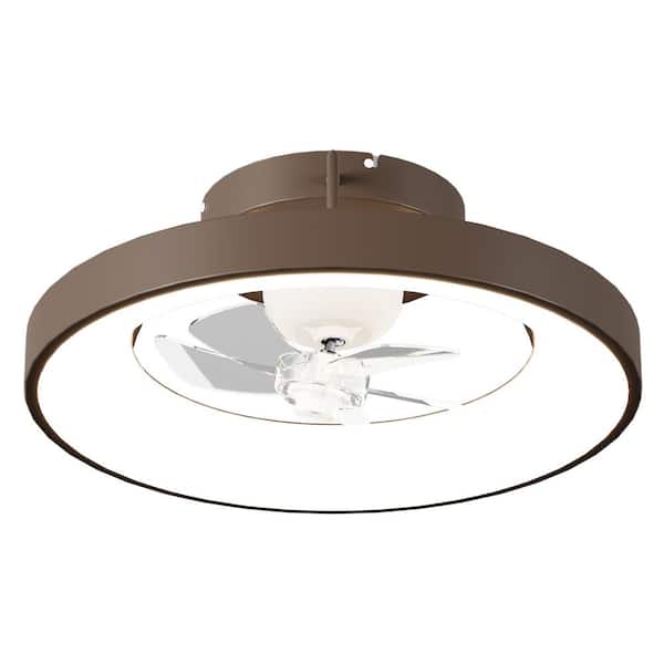 Tivleed 20 in. Bedroom LED Brown Ceiling Fan Light, 360° Rotating Blades, APP and Handheld 6-Speed Remote Control