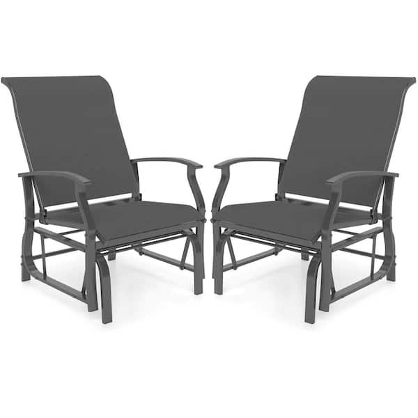 Seating Capacity 2-Person Metal Outdoor Glider with Reclined High Back Breathable Mesh Fabric Gray