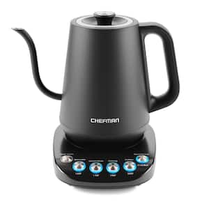 3.3-Cup Black Precision Control Gooseneck Rapid Boil Kettle, Internal Custom Temperature Control and 6 1-Touch Presets