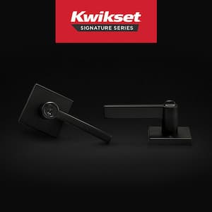 Halifax Square Matte Black Keyed Entry Door Handle Featuring SmartKey Security