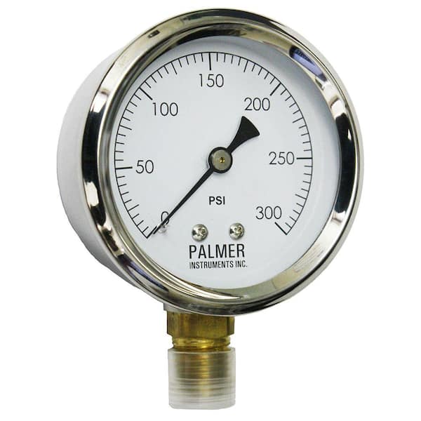 Palmer Instruments 2.5 in. Dial 300 psi Stainless Steel Case Utility Gauge
