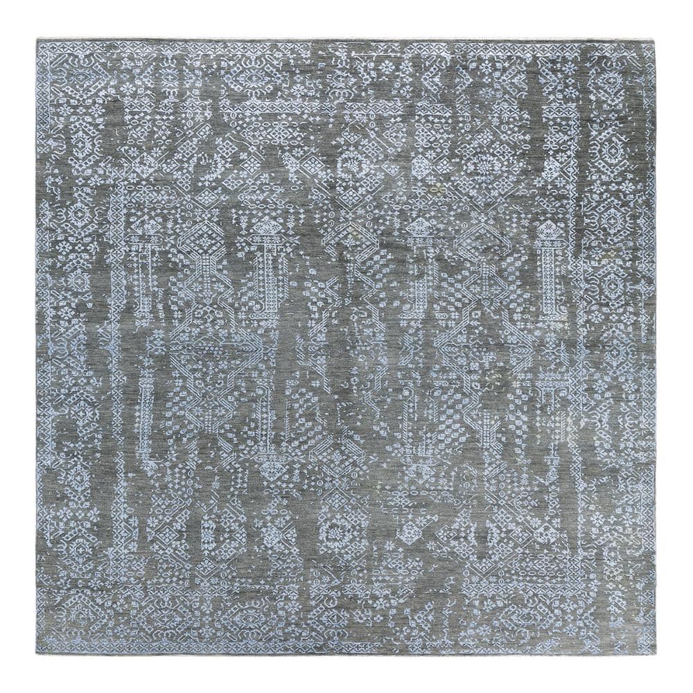 Ikat Gray 8 X 10 Hand-Knotted Wool Silk Indoor Area Rug price history on PriceWatchPro