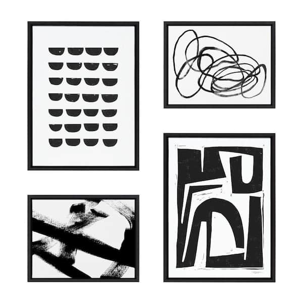 Kate and Laurel Sylvie 903 Black and White Scandi Abstract 24 in. x 18 in. by Framed Canvas Wall Art
