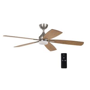 Beckford 52 in. Integrated LED Indoor Brushed Nickel Ceiling Fan with Light and Remote with Color Changing Technology