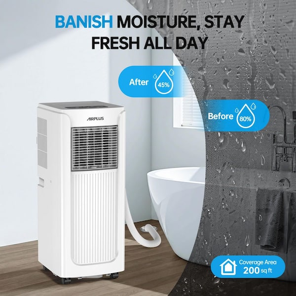 8000 BTU Portable Air Conditioner Cools 550 Sq. Ft. with Dehumidifier, Remote, Sleep Mode, Quiet Cooling for Bedroom