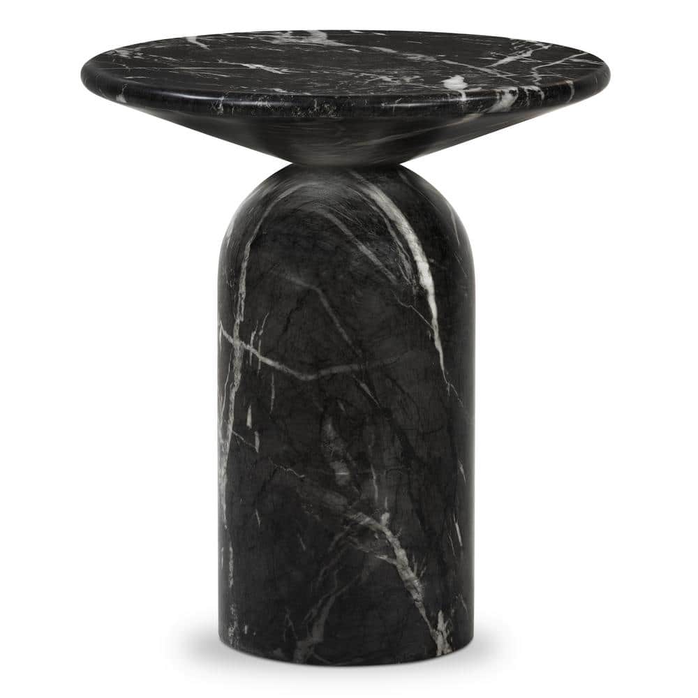 Wels 17.5 in. Black Marble End Table