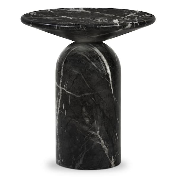 Wels 17.5 in. Black Marble End Table