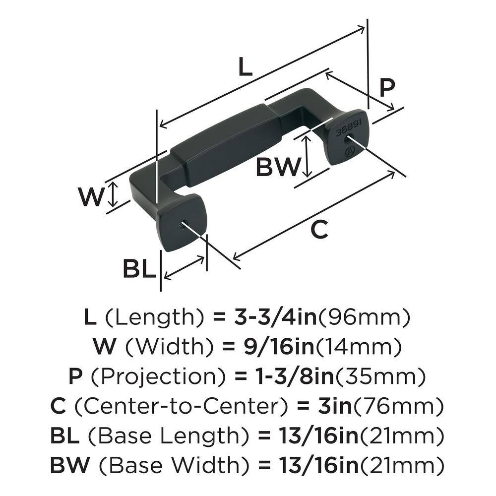 Matte Black 3-Inch Bar Cabinet Pull with Mounting Hardware