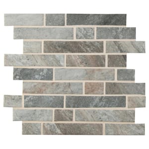 Stonella Interlocking 11.81 in. x 11.81 in. Textured Glass Mesh-Mounted Mosaic Tile (0.97 sq. ft./Each)