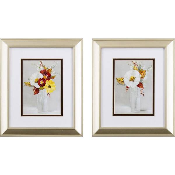 HomeRoots Victoria Harvest Flowers by Unknown Wooden Wall Art (Set of 2)