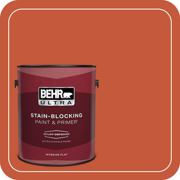 BEHR ULTRA 1 gal. #BIC-31 Fire Coral Extra Durable Flat Interior Paint & Primer