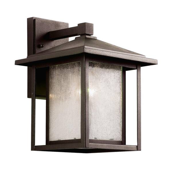 Bel Air Lighting Grove 1-Light Weathered Bronze Outdoor Wall Lantern Sconce