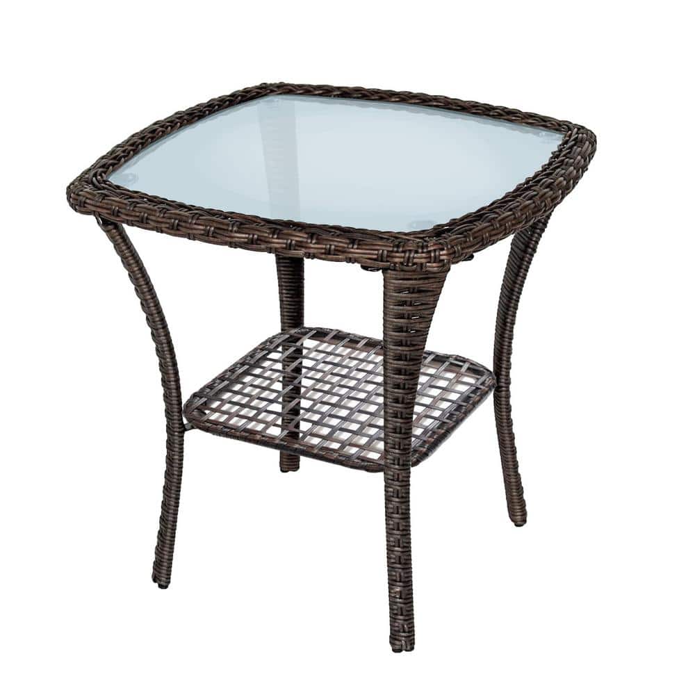20 in. All-Weather Patio Square Steel Outdoor Side Table, Indoor Outdoor Gl