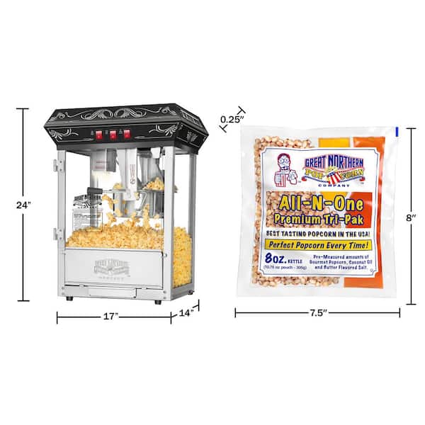 8 oz. Hot and Fresh Countertop Style in Black Popcorn Popper Machine-Makes  Approx. 3 Gallons Per Batch 941194XLX - The Home Depot