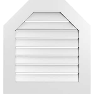 26 in. x 28 in. Octagonal Top Surface Mount PVC Gable Vent: Functional with Standard Frame