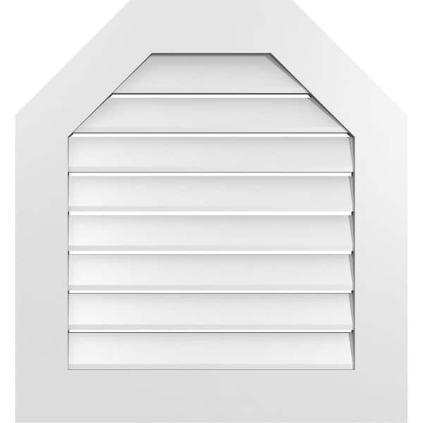 Ekena Millwork 26 in. x 28 in. Octagonal Top Surface Mount PVC Gable Vent: Functional with Standard Frame