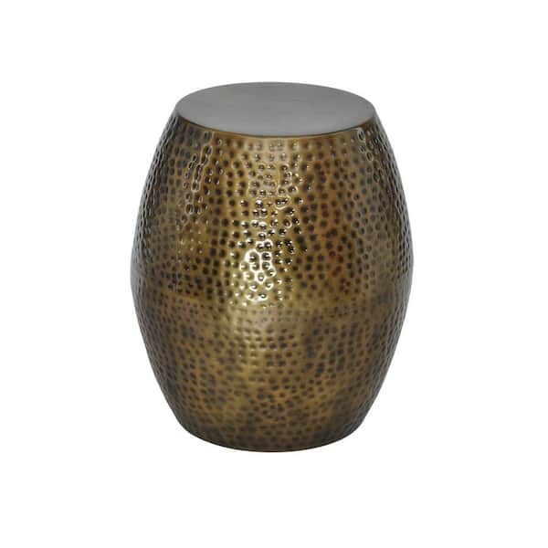 Worldwide Homefurnishings Hand Hammered Drum Accent Table in Antique Copper